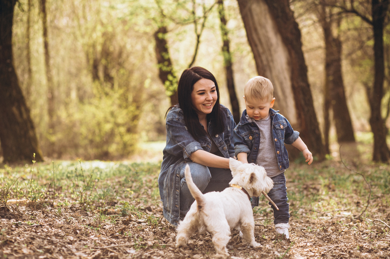 femme, chien, enfant