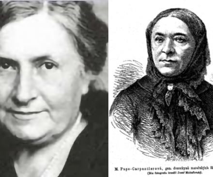 A gauche Pauline Kergomard, à droite Marie Pape-Carpentier